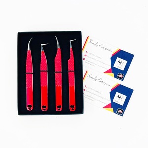 Juego de Pinzas para Pestañas Somofy Enterprises, Acero Inoxidable, Precisión, Antiestáticas, Duraderas, Punta Suave, Mango Rojo, Empaquetado en Caja - Product Image 1