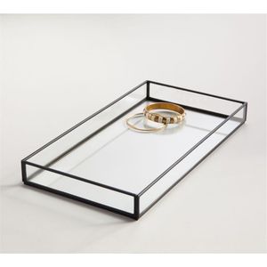 Modern <b>Rectangular</b> Metal <b>Mirrored</b> Tray Luxury Silver Decorative Vanity Organizer Tray for Perfume Jewelry Home Decor Wholesale - Product Image 4