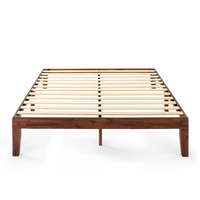 Lit plateforme moderne en bois d'acacia massif, durable, avec lattes en bois, sans sommier requis, pour mobilier de chambre à coucher (vente en gros)