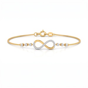 Rose Gold <b>Infinity</b> <b>Bracelet</b> with Radiant Cut Lab Grown Diamonds 18K Gold Plated Women's Trendy Jewelry for Everyday Wear - Product Image 3