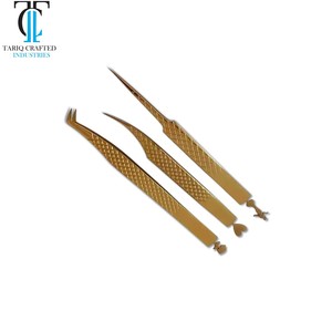 Pinzas Profesionales para Extensión de Pestañas TARIQ CRAFTED INDUSTRIES, Acero Inoxidable, Punta Suave de Precisión, Duraderas, Clásicas, Volumen - Product Image 1