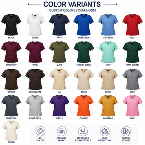 Haut de blouse médicale en tricot bleu marine pour femme, col en V, manches courtes, uniforme médical, tenue de travail hospitalière, personnalisable, service OEM marque privée - Product Image 4