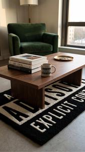 Alfombra Decorativa Moderna de Lana Tufted a Mano con Diseño Geométrico Antideslizante, Estilo Etiqueta Blanca y Negra Única para Decoración del Hogar - Product Image 2