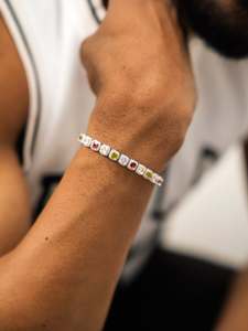 Bracelet tennis en moissanite multicolores de qualité supérieure, argent 925, bijoux de luxe unisexe, plaqué rhodium - Product Image 2