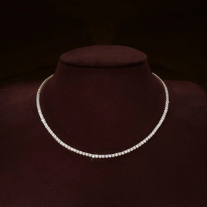 Collar de tenis minimalista con diamantes cultivados en laboratorio de corte brillante redondo, plata de ley 925, oro macizo de 14K, joyería fina para bodas y novias - Product Image 4