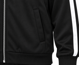 Conjunto Deportivo Unisex Negro con Sudadera con Cierre Completo y Bolsillos Laterales y Pantalones Deportivos a Juego para Otoño - Product Image 4
