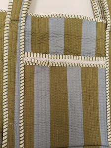 Sacs de maquillage en coton à rayures vertes imprimées en bloc, grande capacité, vert clair, lot de 3, matelassés, style indien moderne, pour pochettes à fermeture éclair - Product Image 3