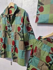 Pyjama en satin de coton fleuri pour femmes, pyjama de Noël à manches longues - Product Image 6