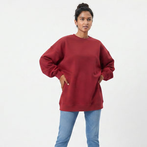 <b>Women</b> Loose Fit Sweat <b>Shirt</b> Casual Street Winter Wear <b>Baggy</b> Oversize Heavy Weight Drop Shoulder Cotton Fleece Sweatshirt Ladies - Product Image 1