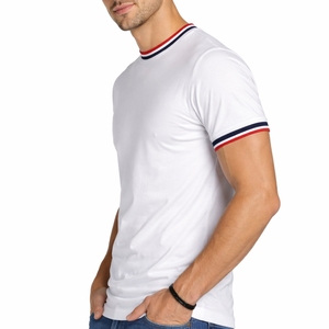 Camiseta de Algodón Personalizada para Hombre con Cuello Redondo y Ribetes en Contraste, Premium, Elegante, Cómoda, Moderna, Suave y de Calidad - Product Image 3