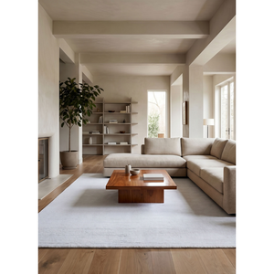 Tapis en viscose tissé à la main, tapis beige Trace, tapis rectangulaire en viscose, tapis fait main, tapis de sol - Product Image 2