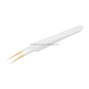 Pince à épiler d'extension de cils à 45 degrés Design en acier inoxydable incurvé et long avec peigne multicolore au plasma - Product Image 4