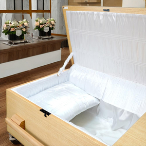 กล่องไม้ฝาโค้งแบบแบนมีฝาปิดสำหรับงานศพใหม่เครื่องพิมพ์3D สไตล์อเมริกาเหนือ - Product Image 2