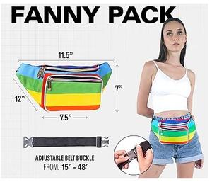 Sac banane bandoulière en nylon écologique color block, sportif et facile à transporter pour le voyage, la marche, la course, la randonnée et le cyclisme - Product Image 3