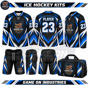 Ensemble complet d'uniformes de hockey sur glace personnalisés, maillot à manches longues sublimé, pantalon rembourré et sac de transport assorti, service OEM ODM en gros - Product Image 5