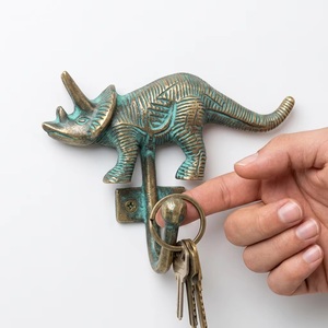 Blue Brass Dinosaur Wall Hook Cast Iron Animal Design Handmade Single Hook Eco-Friendly Durable Vintage for Clothing Novelty - Product Image 4