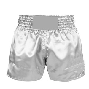 Shorts de boxe argentés pour hommes, coupe classique, respirants, en polyester, vêtements d'arts martiaux, taille adulte - Product Image 1