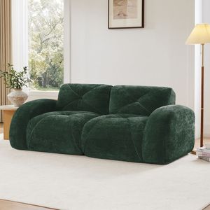 Divano a 2 Posti in Velluto Trapuntato con Base Antiscivolo, Design Ergonomico, Spugna ad Alta Densità 32D, Morbido Divano Senza Struttura per Soggiorno - Product Image 2