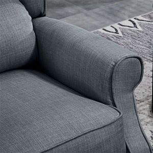 Charcoal Gray Wingback Single Sofa Recliner Chair with Vibration Massage Heat & Push Back Features - Product Image 6