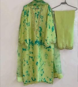 NICE Venta caliente indio pakistaní última edición de boda corbata de espejo de seda y tinte trabajo hecho a mano Salwar Kameez para fiestas - Product Image 2