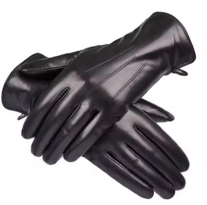 Gants d'hiver en cuir de mouton noir pour femmes, fabriqués au Pakistan, avec doublure en laine, style décontracté quotidien en PU, tendance - Product Image 1