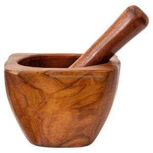 Mortero y Maja de Madera Hechos a Mano que Muestran la Artesanía de los Artesanos para las Necesidades Tradicionales de Preparación de Especias de Cocina - Product Image 4