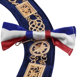 Collier en chaîne plaqué or de la Grande Loge Nationale Française, en velours bleu marine, pour la cérémonie de la Fête Nationale, insignes maçonniques de cérémonie - Product Image 3
