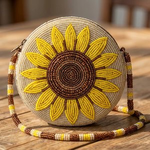 Handmade <b>Heart</b> <b>Shaped</b> Beaded Evening <b>Handbag</b> Custom Rose Embroidery Seed Bead Clutch Shoulder Bag Polyester Bohemian Hook Loop - Product Image 1