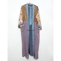Robe Kimono en Soie Douce Vintage Indienne Assortie pour Femme, Faite à la Main, Imprimé Floral, Col en V, Taille Élastique, Trois Quarts, Automne, Lisse