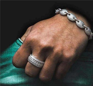 Bague Hip Hop Bling en Argent Plaqué Or avec Zircon, Qualité Export, Design de Luxe pour Homme, Idéale pour le Quotidien, Meilleur Prix Disponible - Product Image 3