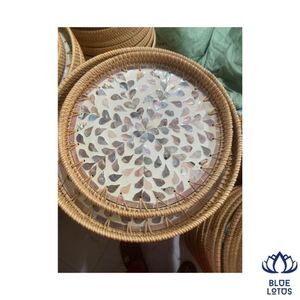 Bandeja de Mosaico de Ratán Hecha a Mano, Cesta de Servir de Mimbre Sostenible, Decoración de Mesa, Venta al Por Mayor - Product Image 1