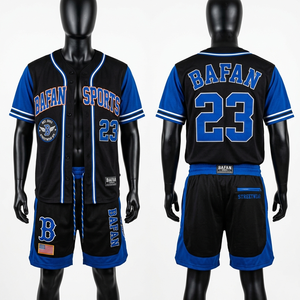 Ensemble maillot et short de baseball noir et orange en polyester interlock 180 GSM, broderie personnalisée pour homme - Product Image 4