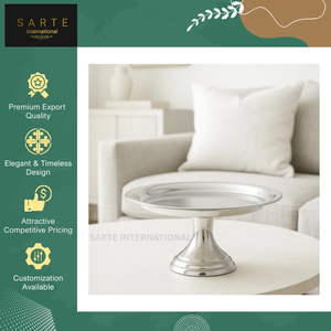 ถาดเสิร์ฟขนมหวานสั่งทำพิเศษคุณภาพพรีเมียม ดีไซน์หรูหรา ทำด้วยมือจากเงินแท้ พร้อมฐานวางเค้กสแตนเลส สำหรับตกแต่งโต๊ะงานแต่งงาน - Product Image 3