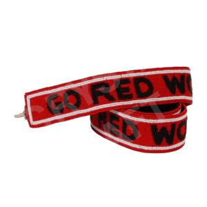 Correa de monedero con cuentas de oro blanco personalizada con diseño de cuentas de semillas Rojas, accesorios de moda para bolsos - Product Image 1