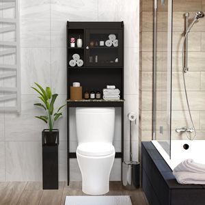 Mobiletto Moderno in Legno per il Bagno, Salvaspazio Sopra il WC, Organizzazione per Casa e Bagno - Product Image 1