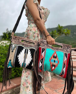 Nuevos bolsos de mano con flecos Jacquard Color turquesa Sling Bohemian Aztec Fabric Bags Elegantes bolsos de Venta caliente para mujeres - Product Image 6