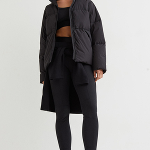 Chaqueta Acolchada Impermeable para Mujer, Diseño Moderno 2022, Estilo Blazer, con Capucha Desmontable, Manga Corta, Color Sólido, Poliéster/Nailon - Product Image 1