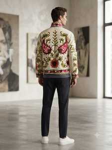 Veste Suzani couleur crème, faite à la main, brodée, veste pour femme, style vintage, broderie Suzani, manteau bohème, veste florale ethnique - Product Image 2
