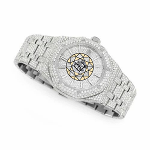 Reloj de Pulsera de Lujo para Hombre con Bisel de Cuarzo y Diamantes de Moissanita Totalmente Engastados, de Acero Inoxidable, Resistente al Agua, Ecológico, con Esfera de Cristal de 46mm - Product Image 3
