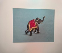 Peinture murale d'éléphant faite à la main, style indien traditionnel, toile peinte à la main, motif éléphant, décoration intérieure, article cadeau