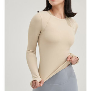 Camisetas Largas Deportivas para Mujer, Tallas Grandes, Sólidas, Elásticas en Cuatro Direcciones, Antibacterianas, de Secado Rápido, con Spandex, Personalizadas, Ajustadas, de Manga Larga - Product Image 2