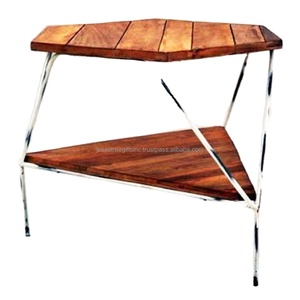 Fancy Design Metal & Wood Coffee <b>Table</b> With <b>Black</b> Powder Coating & Natural Wood Polish Finishing Round Shape For <b>Living</b> <b>Room</b> - Product Image 3