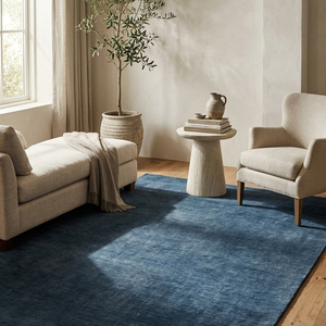 Traditional Solid Navy Blue <b>Hand</b> <b>Tufted</b> Wool <b>Rug</b> Modern Minimalist Geometric Anti-Slip Thick Pile Area <b>Rug</b> for Living Room - Product Image 6