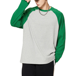 Camisetas de Manga Larga Raglán para Hombre, 270 Gramos, 100% Algodón, Bloques de Color, Lavado Ácido, Cuello Simulado - Product Image 2