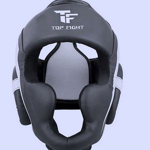 Protector de Cabeza de Boxeo PU Negro y Blanco Transpirable para Entrenamiento de Sparring Adultos Artes Marciales Cierre de Gancho y Bucle - Product Image 1