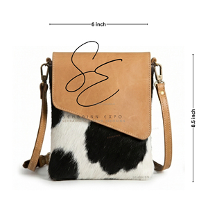 Plain Leather Hair On Cowhide <b>Purse</b> Western Genuine Leather Crossbody Mobile Bag Daily Use <b>Small</b> Sling Bag For Men Women - Product Image 3