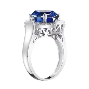 Anillo redondo de piedras preciosas de zafiro azul de laboratorio atractivo de plata esterlina 925 de Grado Superior fabricante a precio de fábrica del proveedor - Product Image 2
