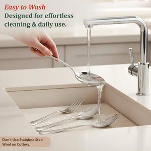 Premium Stainless Steel Mirrored Fork <b>Knife</b> Spoon Flatware Cutlery Kitchen Eating Tableware Dishwasher Safe for Home Restaurant - Product Image 6