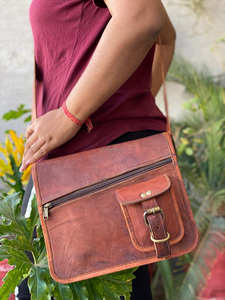 Bolsos de cuero de cabra auténtica hechos a mano, 9x11 pulgadas, bolsos de hombro - Product Image 5