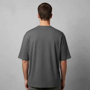 Nouveaux T-shirts pour hommes en coton épais 100 %, personnalisables avec logo, coupe oversize, couleur unie, surpiqûres contrastées, épaules tombantes, respirants - Product Image 6